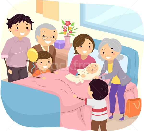 Stickman Family New Baby Stock photo © lenm