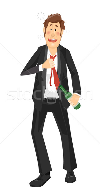 Mann betrunken Büro Kleidung Illustration Anzug Stock foto © lenm