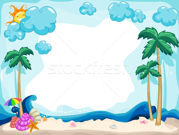 Nyári háttér illusztráció nyár tenger pálmafa hullámok Stock fotó © lenm