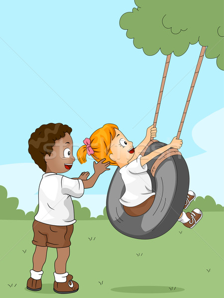 Сток-фото: лагерь · Swing · иллюстрация · детей, · играющих · дети · ребенка