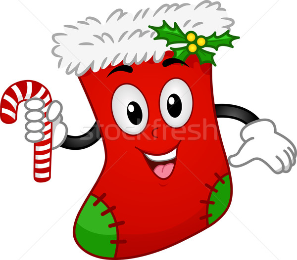 Weihnachten Socke Maskottchen Illustration halten candy Stock foto © lenm