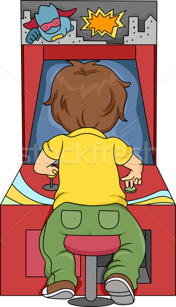 Kid Boy Playing in Arcade Stock photo © lenm