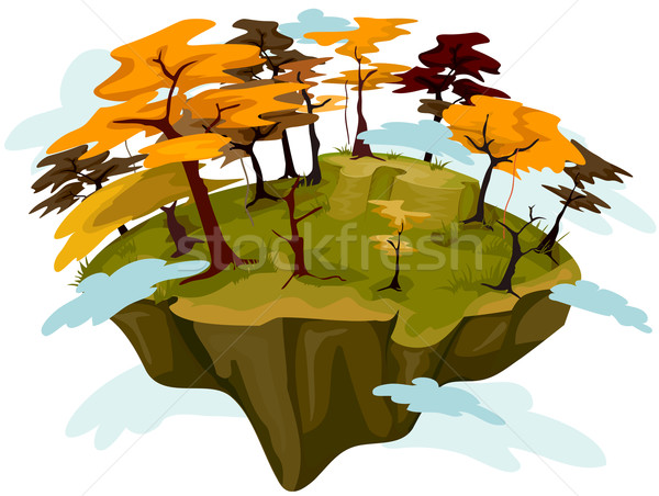 Autumn Floating Island Stock photo © lenm