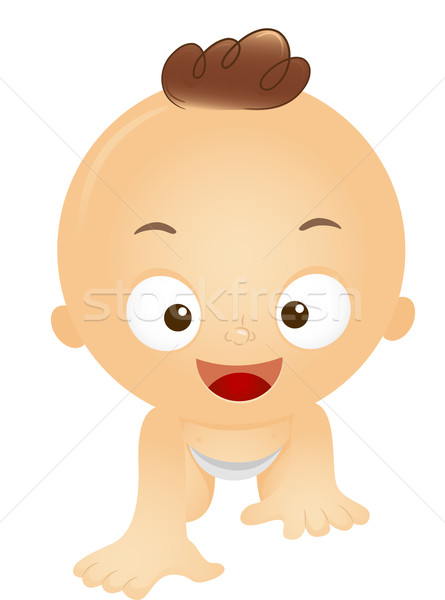 Bebê menino rastejar ilustração sorridente Foto stock © lenm