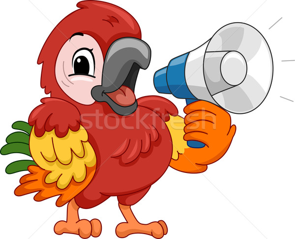 Stockfoto: Megafoon · papegaai · illustratie · dier · vector · clip · art
