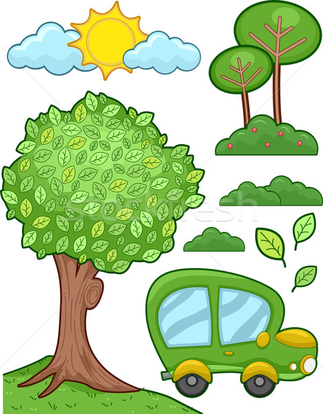 Zdjęcia stock: Zielone · samochodu · ilustracja · cartoon · środowiska · wektora