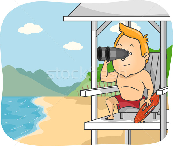 Badmeester illustratie strand veiligheid baan mannelijke Stockfoto © lenm