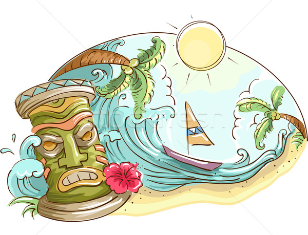 Plaj dizayn örnek tropikal plaj dekore edilmiş sanat Stok fotoğraf © lenm