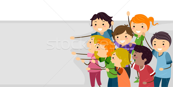 Gyerekek szalag illusztráció derűs gyermek háló Stock fotó © lenm