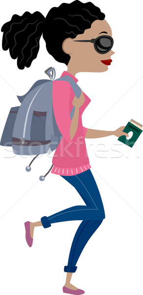 Girl Traveling with Backpack Stock photo © lenm