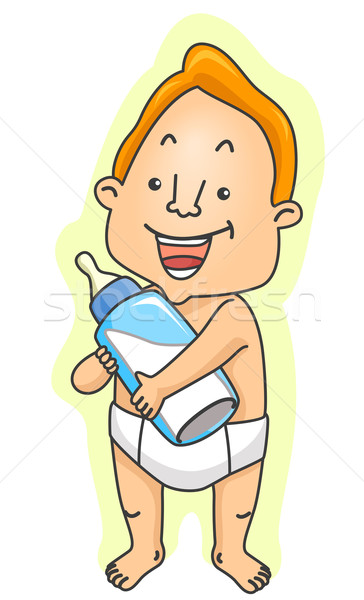Mann Windeln halten Milch Flasche Konzept Stock foto © lenm