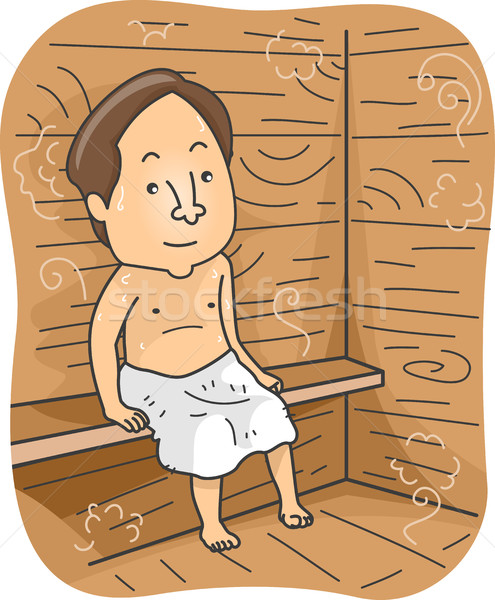 Człowiek sauna ilustracja pocenie się wewnątrz wakacje Zdjęcia stock © lenm