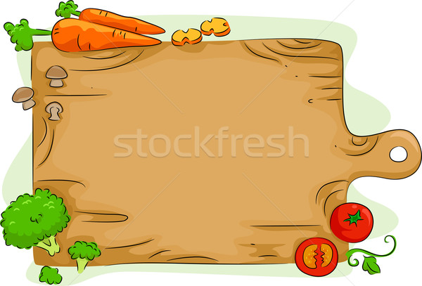 Foto stock: Tabla · de · cortar · hortalizas · fondo · ilustración · alimentos