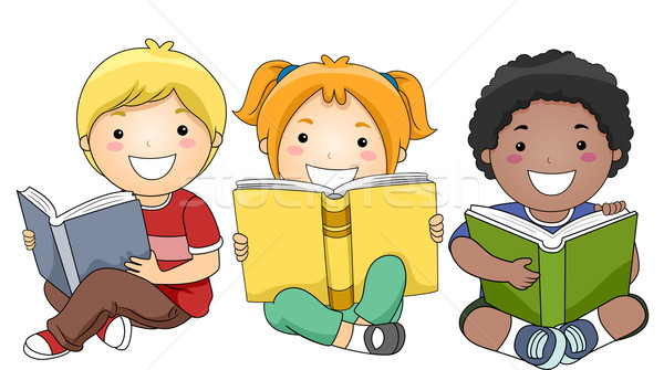 Stockfoto: Kinderen · lezing · boeken · illustratie · gelukkig · vergadering