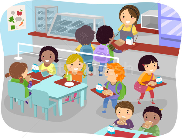 étkezde gyerekek illusztráció vásárol eszik ebéd Stock fotó © lenm