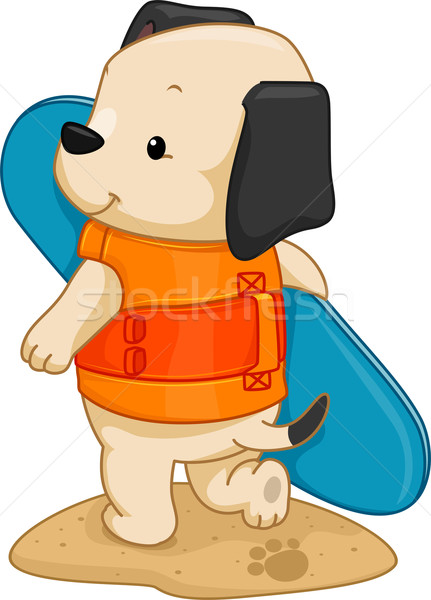 Surfer hond illustratie cute surfboard Stockfoto © lenm