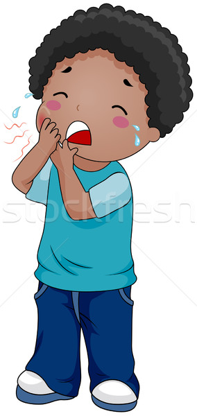 Durere de dinti ilustrare băiat plâns sănătate copil Imagine de stoc © lenm