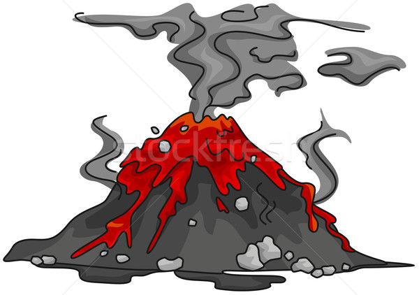 Vulkáni kitörés illusztráció vulkán füst rajz Stock fotó © lenm