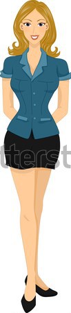 Pinup lány titkárnő illusztráció női hordoz Stock fotó © lenm