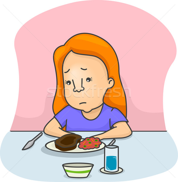 Geen eetlust illustratie meisje niet stemming Stockfoto © lenm