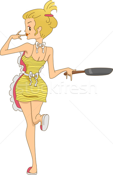 Gătit blog antet ilustrare femeie web Imagine de stoc © lenm