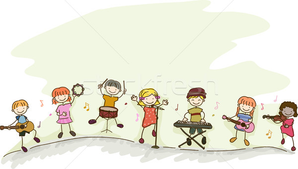 Stickman Kids Playing Music Stock photo © lenm