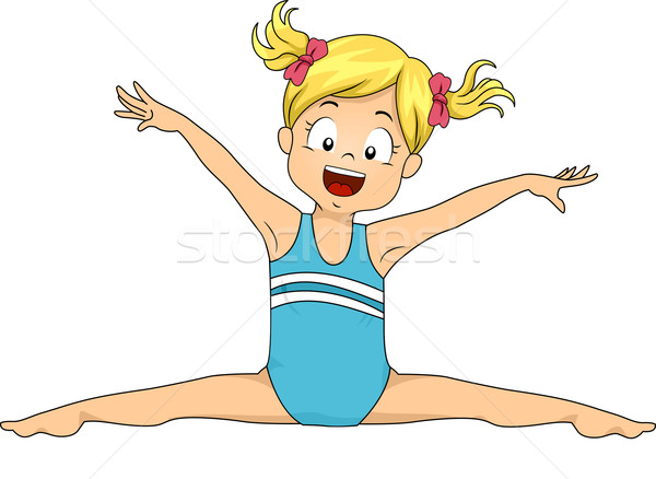 Gimnastyk skok ilustracja młodych kobiet sportowe Zdjęcia stock © lenm