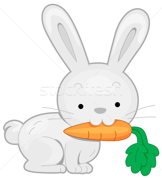 Iepure morcov bunny mananca icoană Imagine de stoc © lenm