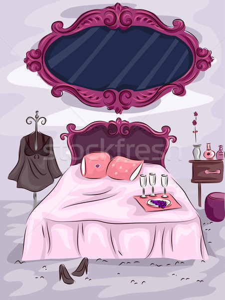 Weiblichen chic Zimmer Illustration wenig stylish Stock foto © lenm