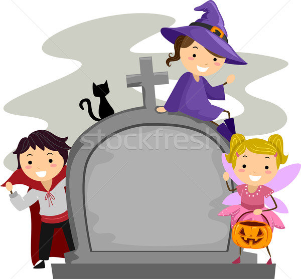 Piatra de mormant copii ilustrare prezinta copil Imagine de stoc © lenm