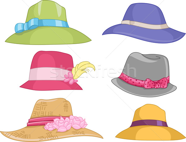 Damen Hüte Illustration unterschiedlich Designs Mode Stock foto © lenm