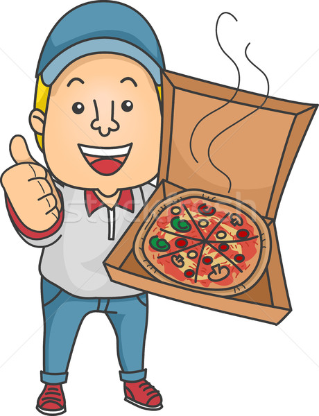 Hot Pizza Delivery Man Thumbs Up Stock photo © lenm