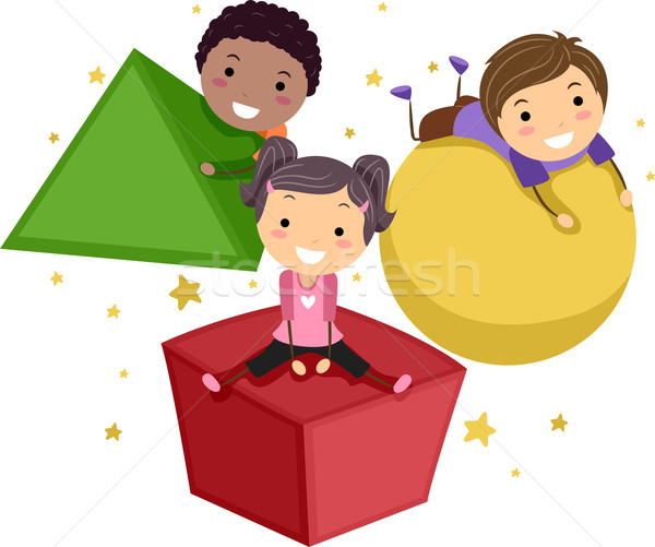Básico formas ilustração crianças brincando objetos diferente Foto stock © lenm