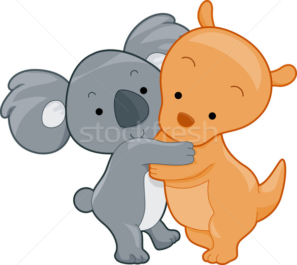 Koala кенгуру иллюстрация дружбы млекопитающее Сток-фото © lenm