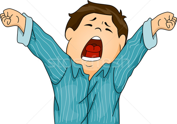 Yawning Boy in Pajamas Stock photo © lenm
