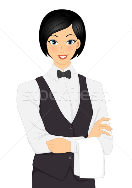 Nina camarera ilustración femenino los brazos cruzados mujer Foto stock © lenm