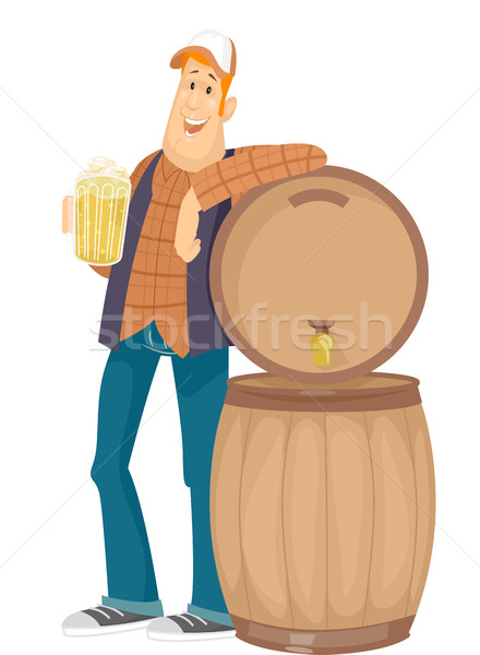 Man Beer Barrel Stock photo © lenm