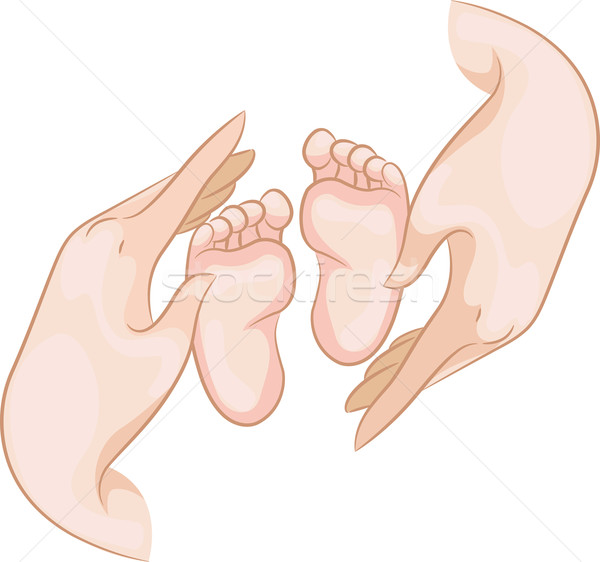 Hands Baby Feet New Born Screening Stock photo © lenm