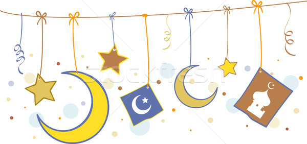 Symbolen illustratie star cartoon moskee Stockfoto © lenm