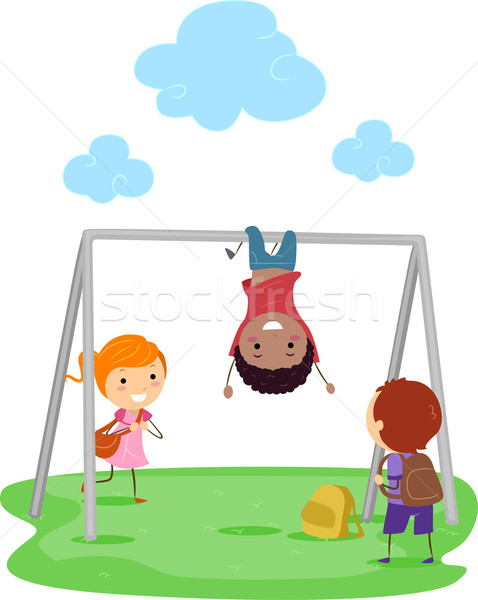 Сток-фото: обезьяны · Бар · иллюстрация · детей, · играющих · ребенка · мальчика
