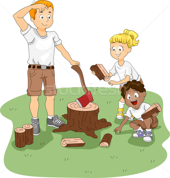 дрова иллюстрация дети древесины ребенка Сток-фото © lenm
