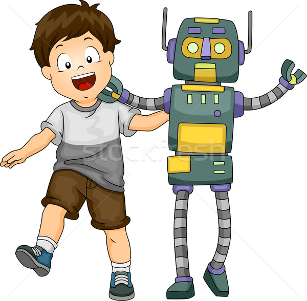 商业照片 机器人 男孩 插图·小 孩子·挂