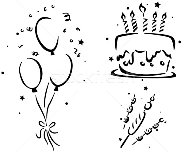 Verjaardag stencil verjaardagstaart ballonnen voedsel cake Stockfoto © lenm