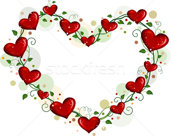 Vignes illustration forme coeur fleur Romance Photo stock © lenm