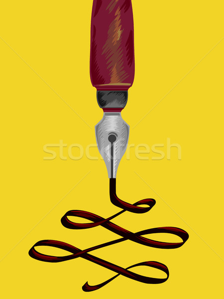Töltőtoll tinta illusztráció véletlenszerű jegyzetek toll Stock fotó © lenm