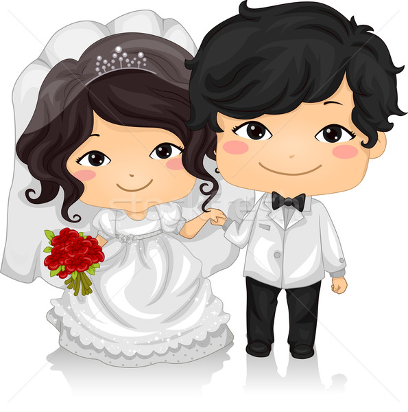 ázsiai esküvő illusztráció fiatal pár visel Stock fotó © lenm