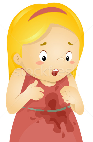 Little Kid Girl with Spilled Stain Dress Stock photo © lenm