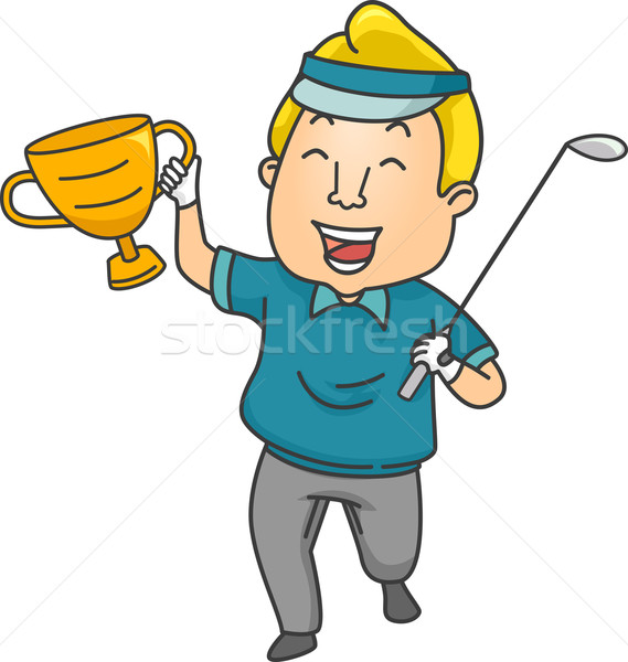 Foto stock: Golfe · campeão · ilustração · homem · clube