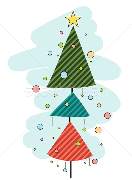 Arbre de noël design rétro blanche arbre Noël Photo stock © lenm
