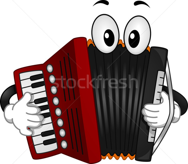 Akkordeon Maskottchen Illustration Schlüssel Tastatur Stock foto © lenm